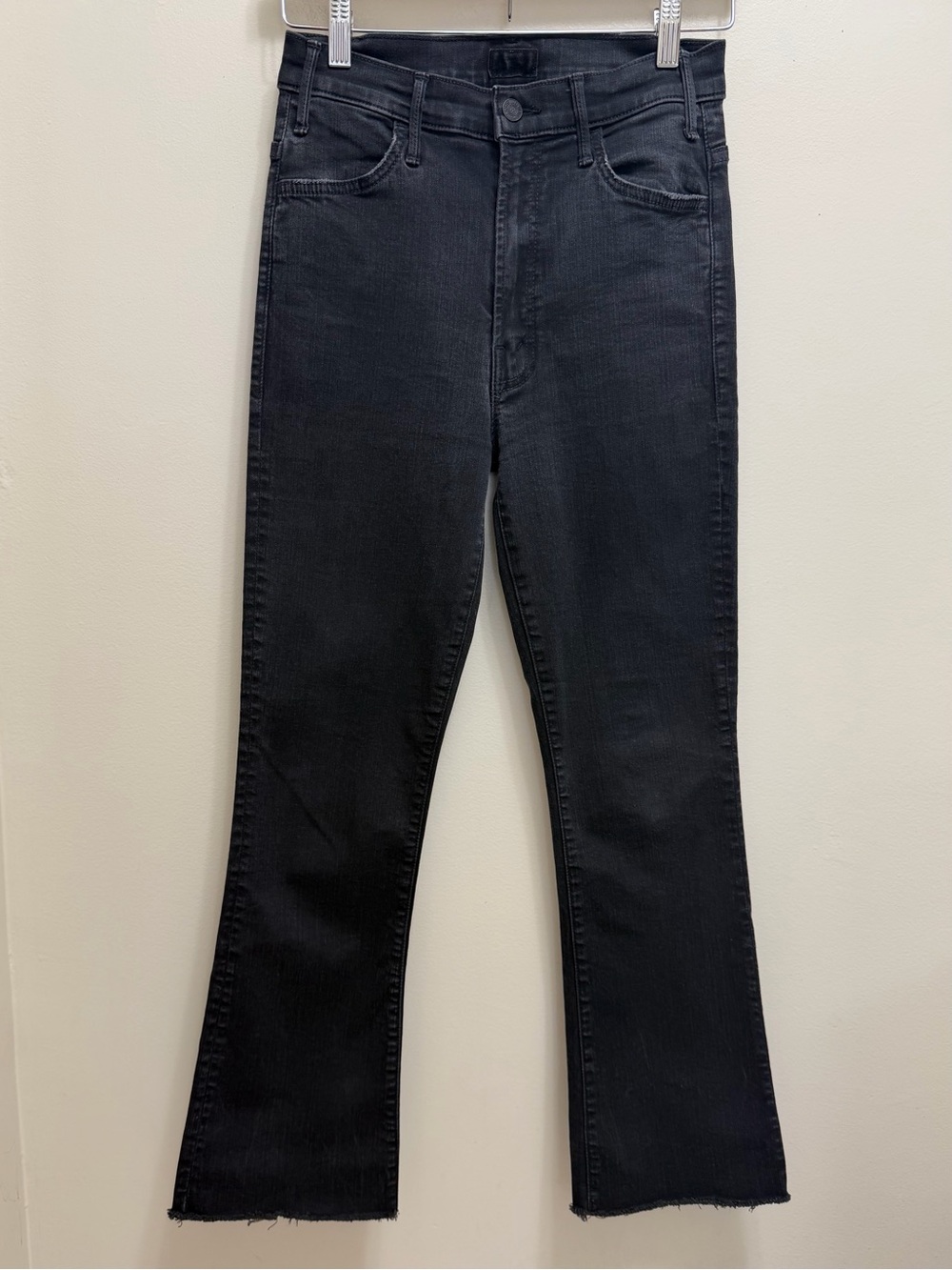 MOTHER The Hustler Ankle Fray Jean High Rise Frayed Hem in Not Guilty Black 27 - Picture 3 of 11